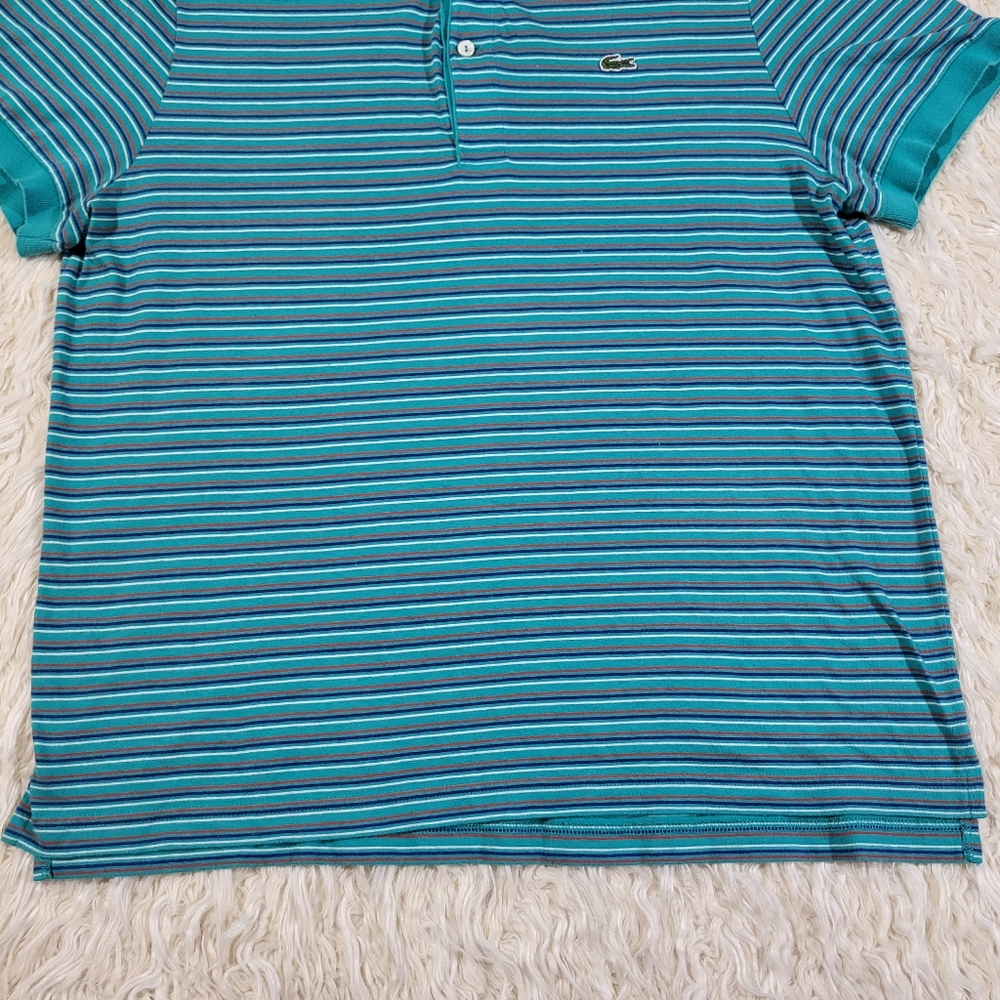 Lacoste - Men's Size 7 Blue Striped Polo Shirt - Picture 4 of 15